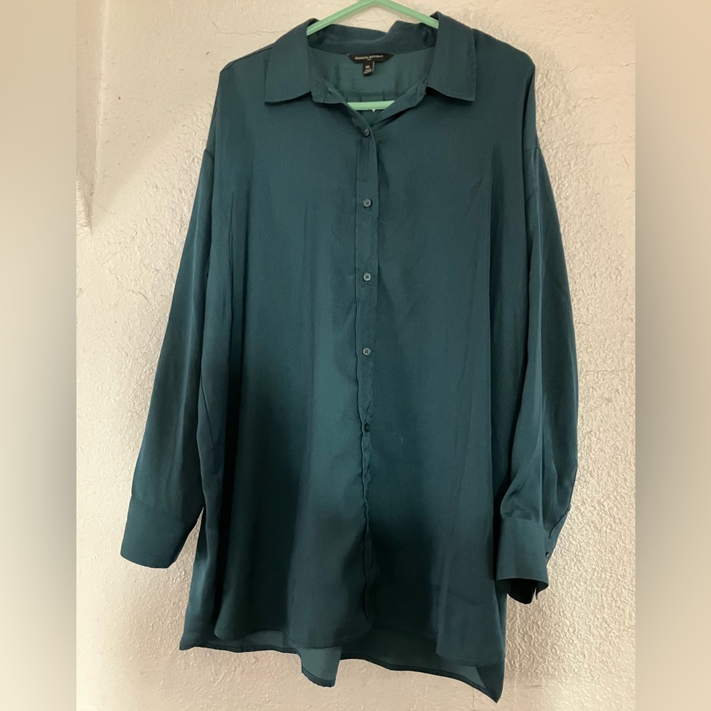 Banana Republic Teal Oversized Button Up